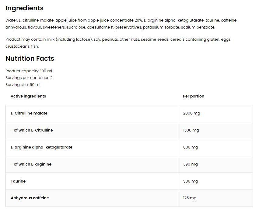 Pump Pre-Workout Shot | without Beta-Alanine - 100 мл - Feel You