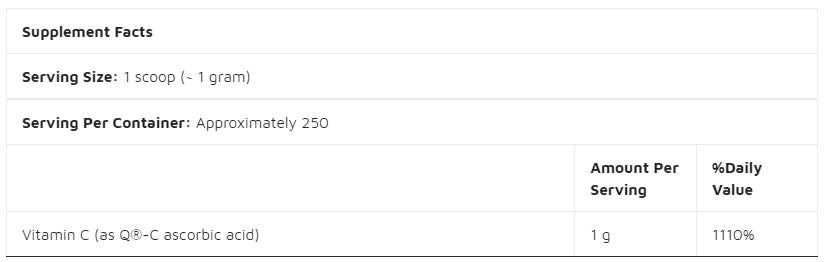 Pure Vitamin C Powder | Q®-C - 250 грама - Feel You