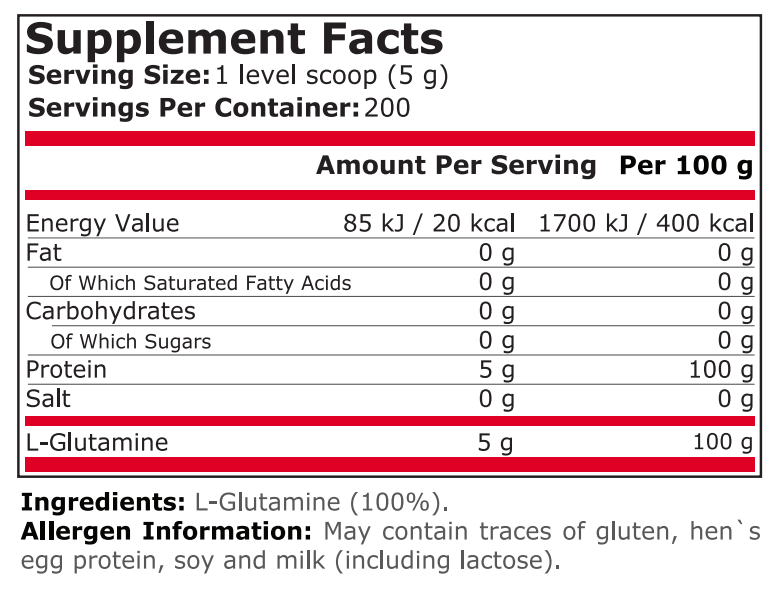 100% PURE GLUTAMINE - 1000 Г