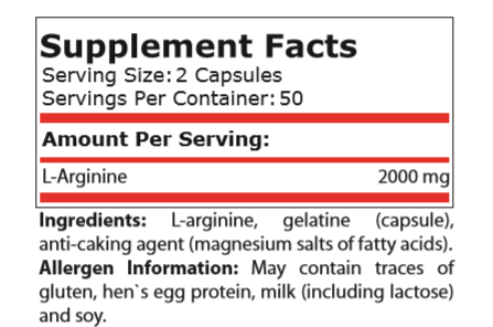 L-ARGININE 1000 mg - 100 капсули