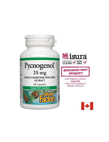 Pycnogenol® - Пикногенол, 25 mg, 60 капсули Natural Factors - Feel You