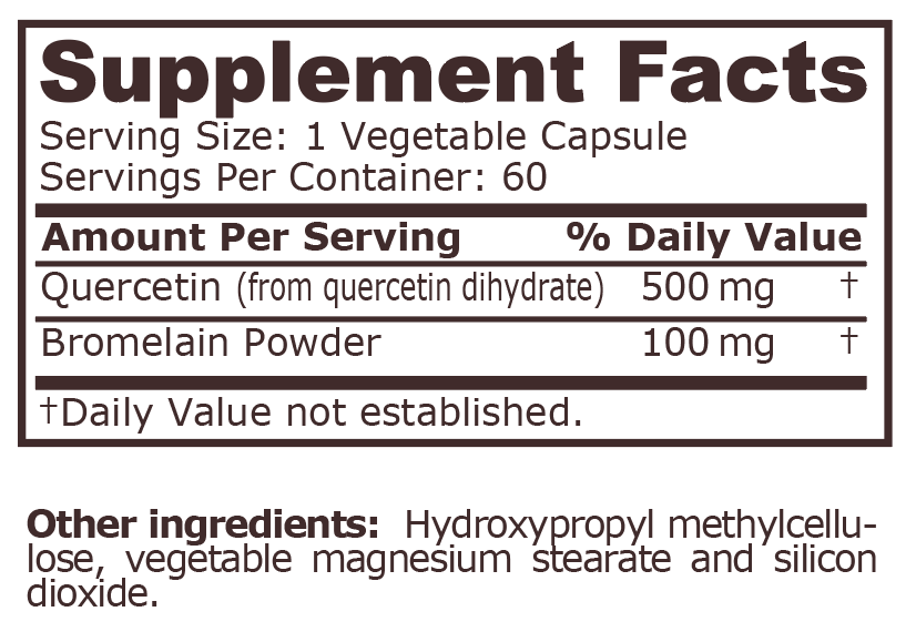 QUERCETIN and BROMELAIN - 60 Vegetable Capsules