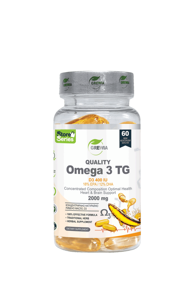 Quality Omega 3 TG D3 - 400 IU, EPA 18%, DHA 12% - 2000 mg дневна доза, 60 Softgel Caps - Feel You