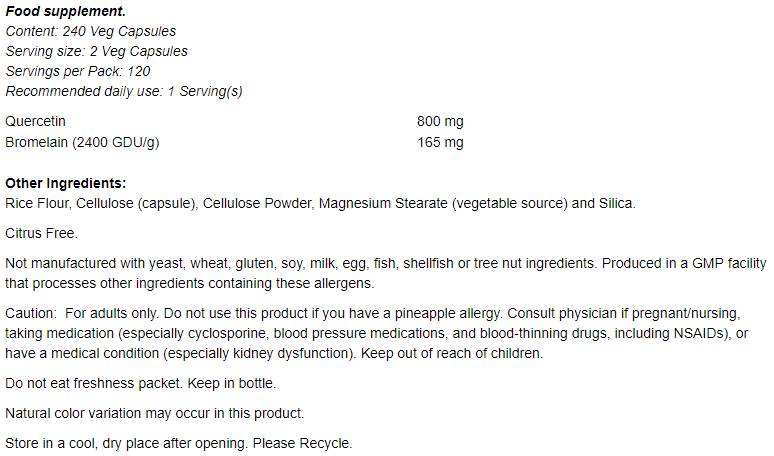 Quercetin with Bromelain - 60 капсули - Feel You