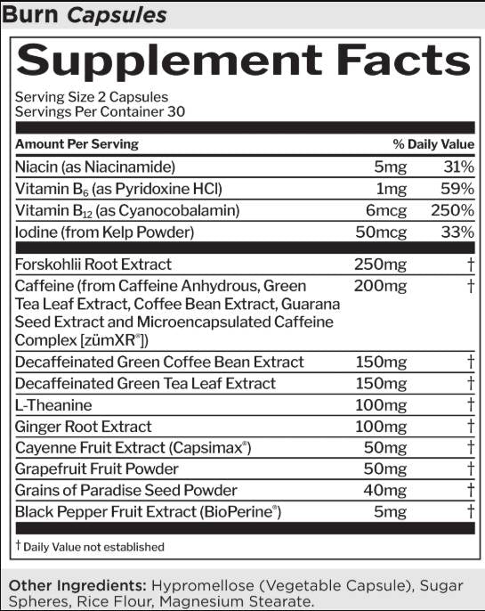 R1 Burn Caps | with Forskohlii, Grains of Paradise & Caffeine Matrix - 60 капсули - Feel You