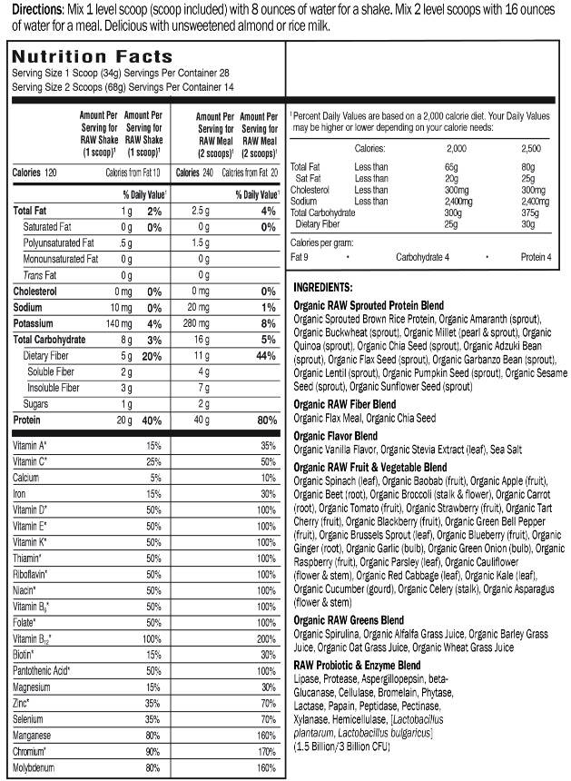 RAW Meal / Beyond Organic Meal Replacement Formula - 969 грама - Feel You