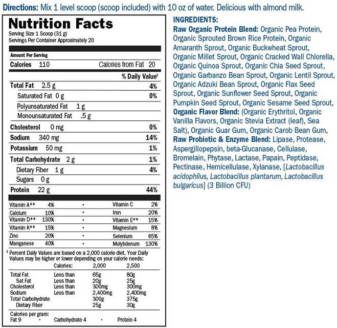 RAW Protein / Beyond Organic Protein Formula / Vanilla - 660 грама - Feel You