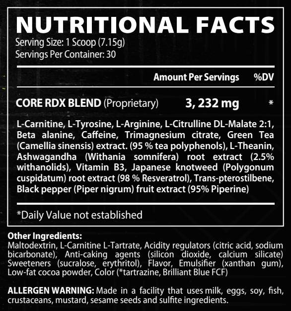 RDX Shred | Extreme Thermogenic Pre-Workout - 214.5 грама - Feel You