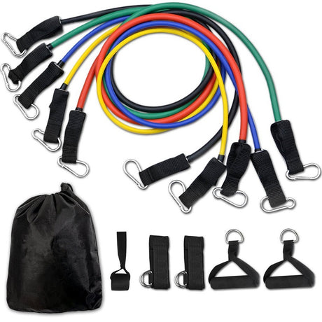 КОМПЛЕКТ ТРЕНИРОВЪЧНИ ЛАСТИЦИ - RESISTANCE CABLE SET - 11 pcs - Feel You