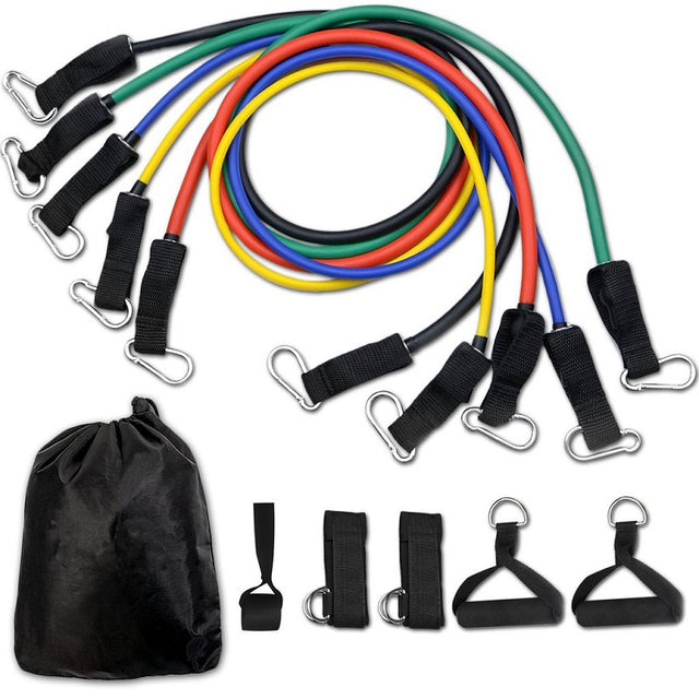 КОМПЛЕКТ ТРЕНИРОВЪЧНИ ЛАСТИЦИ - RESISTANCE CABLE SET - 11 pcs - Feel You