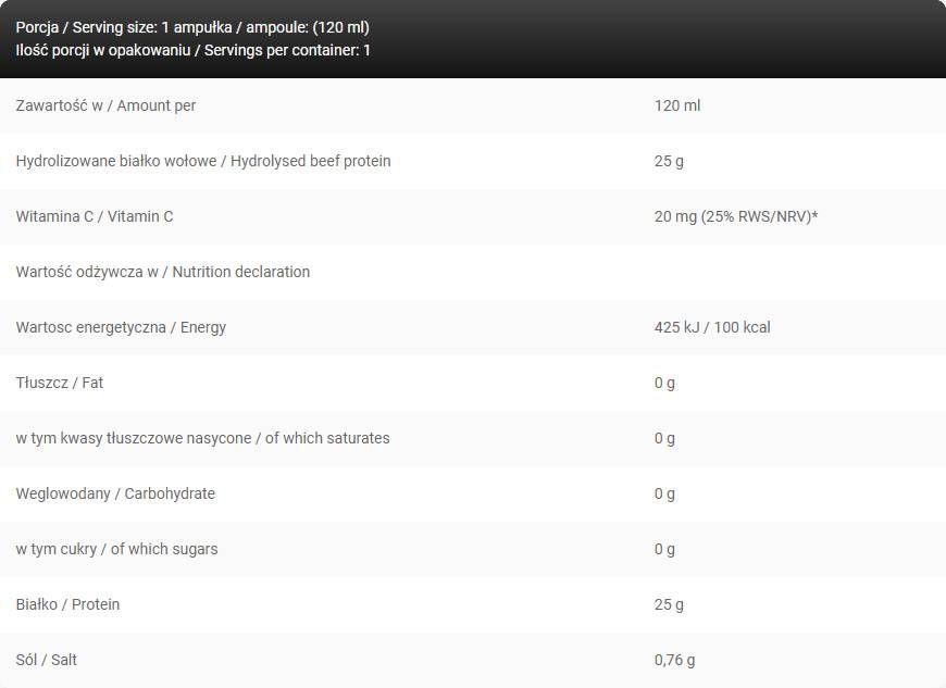 LevroHiPro Shot / 25 g of Hydrolyzed Beef Protein with Zero Sugar - 120 мл - Feel You