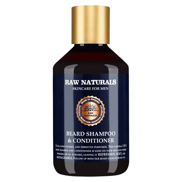Raw Naturals, Beard Shampoo & Conditioner, 100% vegan, Beard Shampoo, Softness, 250 ml - Feel You