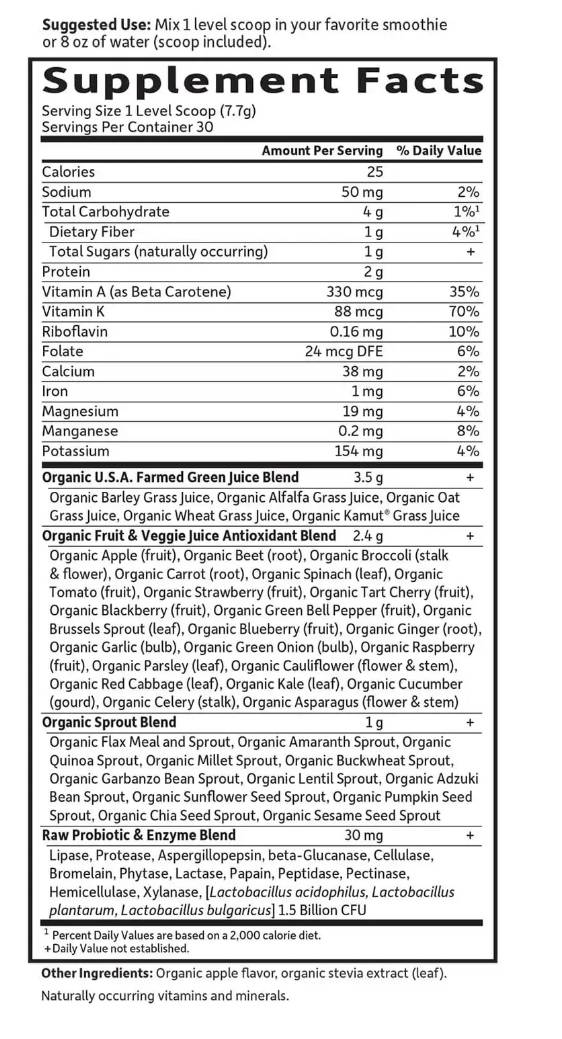 Raw Organic Perfect Food | Green Superfood - Apple - 231 грама - Feel You