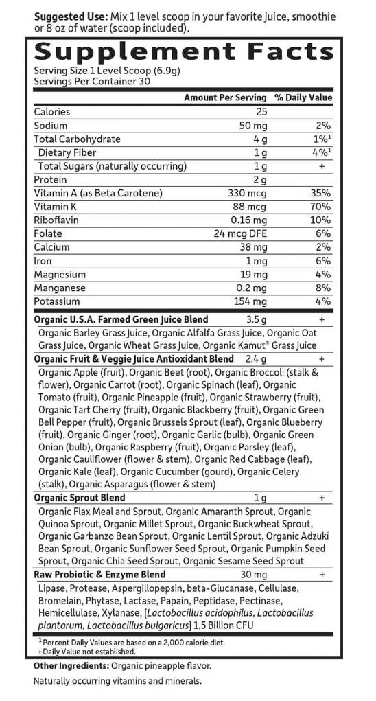 Raw Organic Perfect Food | Green Superfood - Original - 207 грама - Feel You