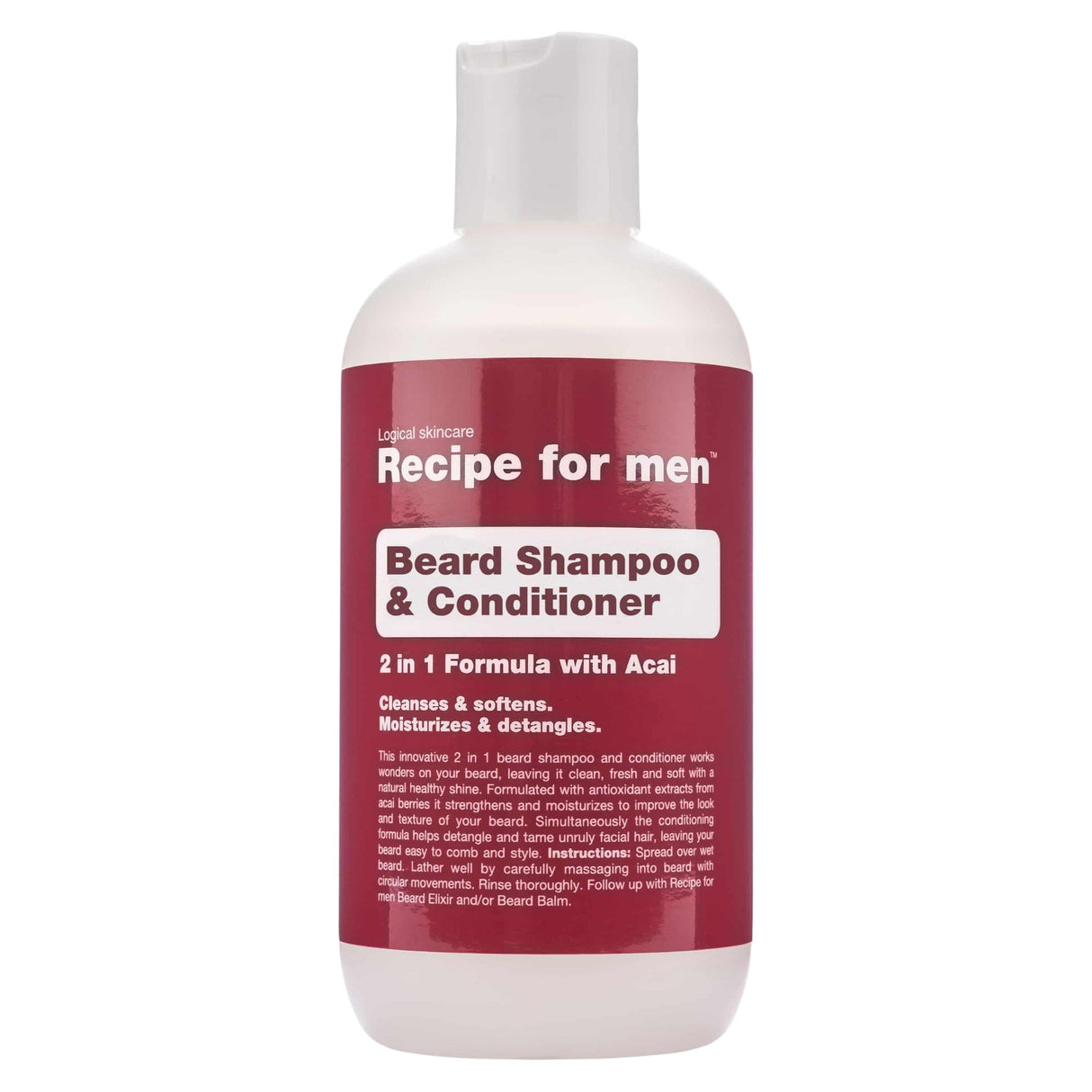 Recipe For Men, Beard Shampoo & Conditioner, Cleansing and Conditioning, Beard Shampoo, Moisture, 250 ml - Feel You