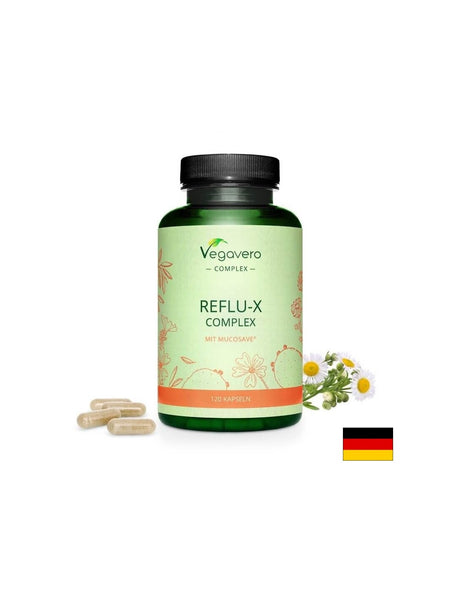Reflu-X Complex mit Mucosave/ Билкова смес срещу киселинен рефлукс, 120 капсули, 100% Vegan Vegavero - Feel You