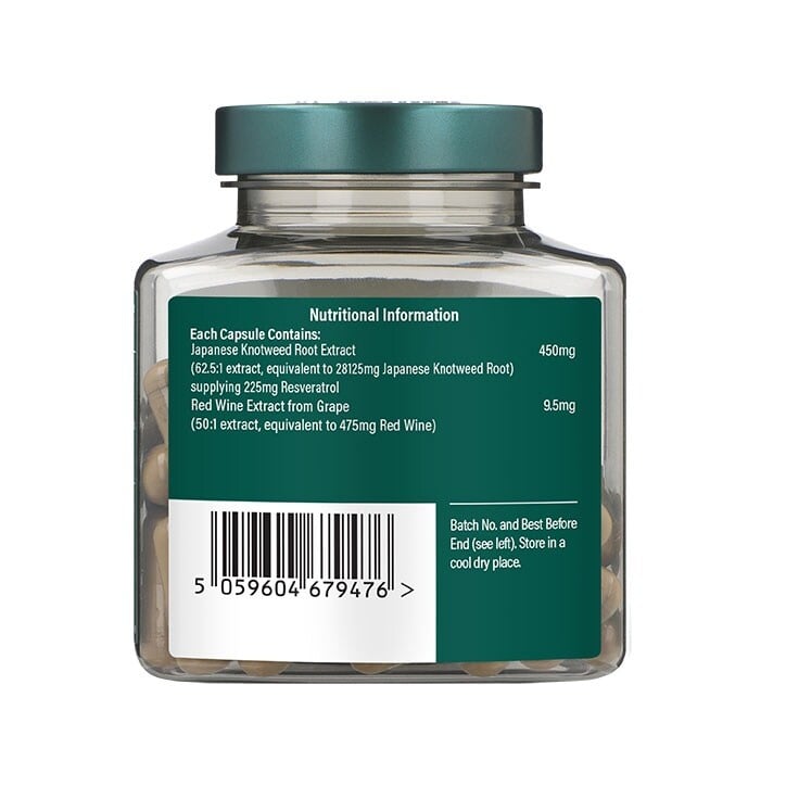 Ресвератрол (Resveratrol) 250мг с екстракт от червено вино 10мг 60 капсули HOLLAND & BARRETT - Feel You