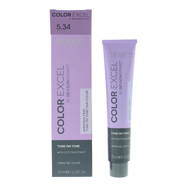 Revlon, Color Excel, Demi-Permanent Hair Dye, 5.34 Light Golden Copper Brown, 70 ml - Feel You