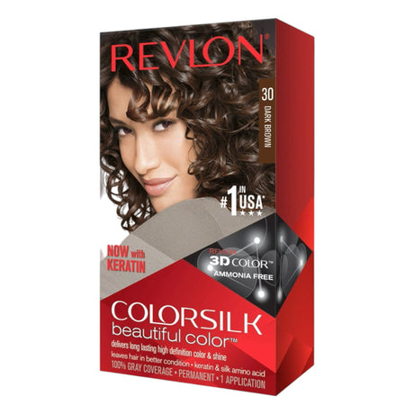 Revlon, Colorsilk, Permanent Hair Dye, 30 Dark Brown, 130 ml - Feel You