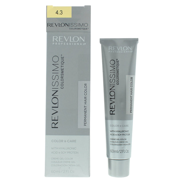 Revlon, Revlonissimo Colorsmetique, Hyaluronic Acid, Permanent Hair Dye, 4.3 Medium Golden Brown, 60 ml - Feel You