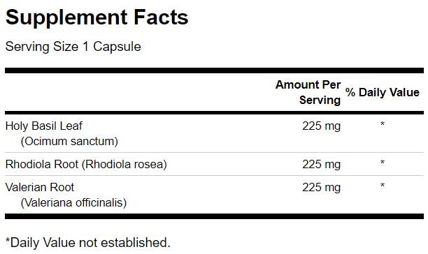 Rhodiola Holy Basil Valerian Stress Complex - 180 капсули - Feel You