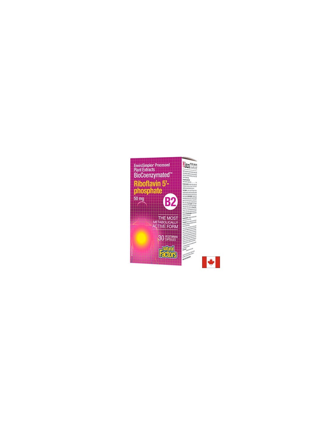 Riboflavin 5`-phosphate BioCoenzymated™/ Витамин В2 Рибофлавин-5-фосфат 50 mg, 30 капсули Natural Factors - Feel You