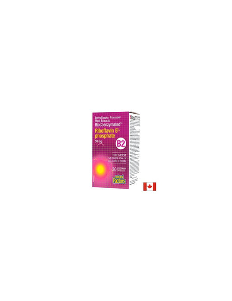 Riboflavin 5`-phosphate BioCoenzymated™/ Витамин В2 Рибофлавин-5-фосфат 50 mg, 30 капсули Natural Factors - Feel You