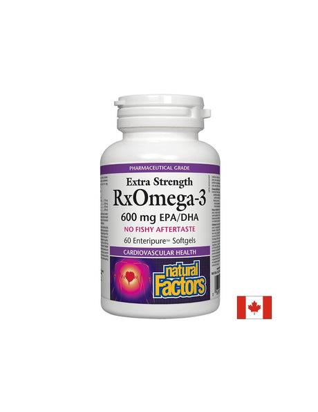 RxOmega-3 Extra Strength / Рибено масло, 1170 mg (600 mg EPA/DHA) х 60 софтгел капсули Natural Factors - Feel You