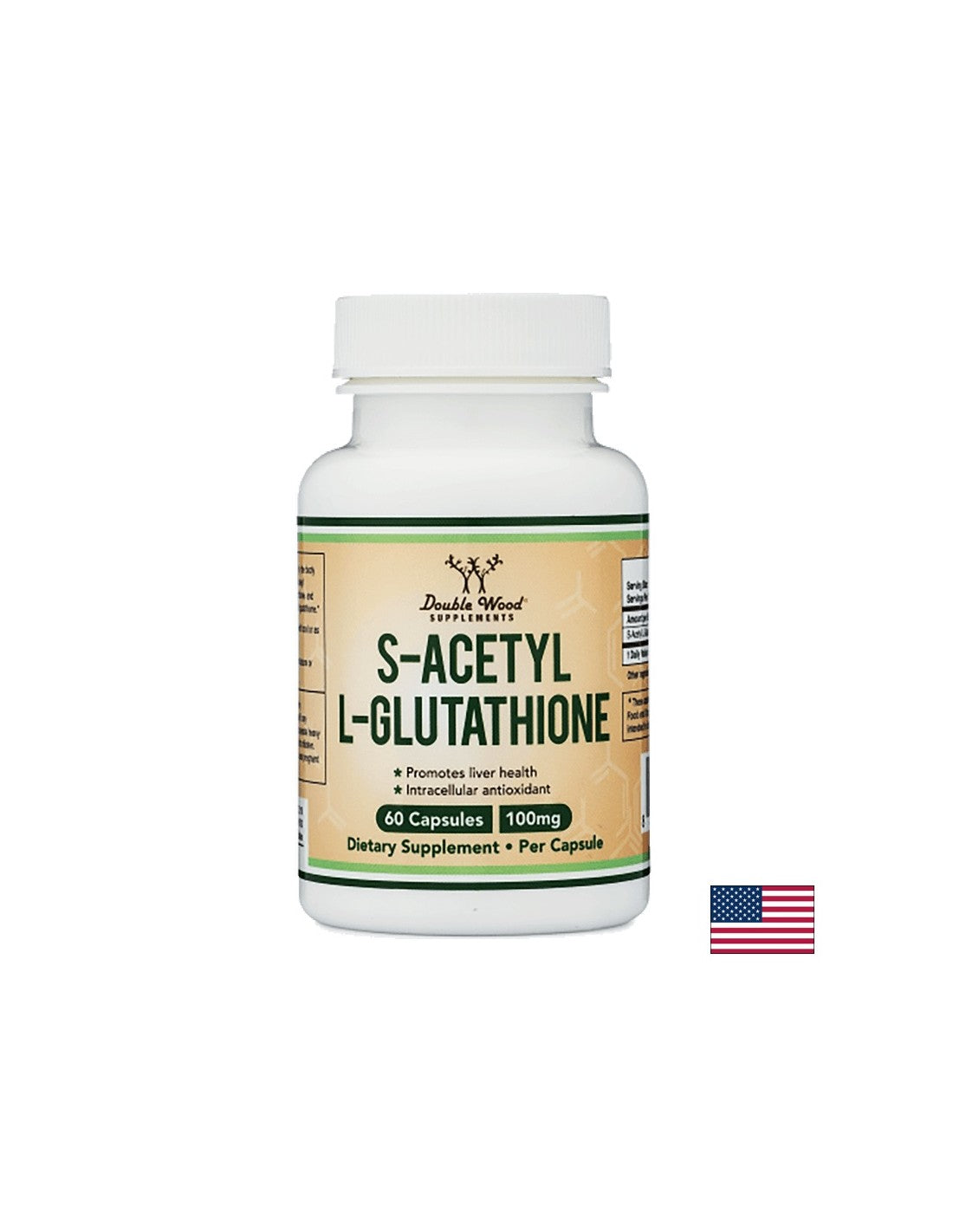 S-Acetyl-L-Glutathione/ S-Ацетил-L-Глутатион, 60 капсули Double Wood - Feel You