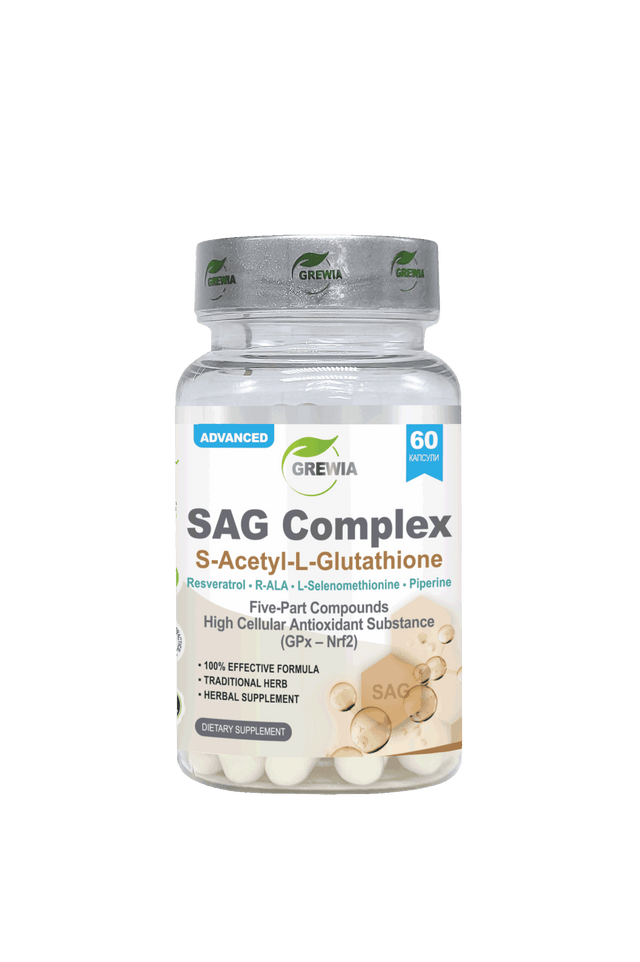 SAG Complex S-Ацетил-L-Глутатион, Резвератрол, R-ALA, L-Селенометионин – 60 Caps. - Feel You