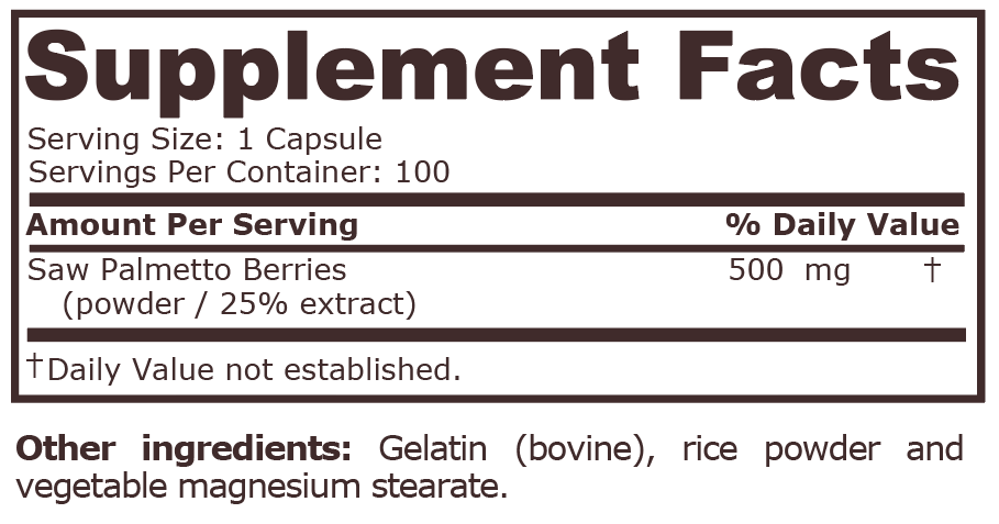 SAW PALMETTO COMPLEX 500 mg - 100 Capsules - Feel You