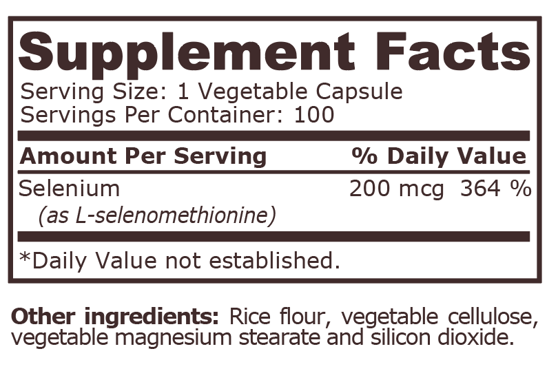 SELENIUM 200 mcg - 100 Vegetable Capsules - Feel You