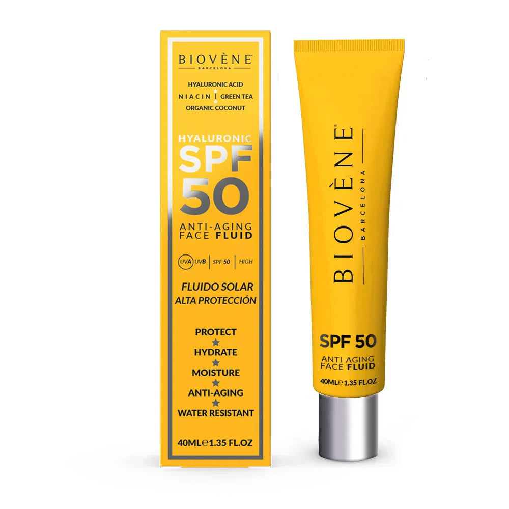 Хидратираща слънцезащита за лице SPF 50 с хиалуронова киселина против стареене - 40 мл - Feel You