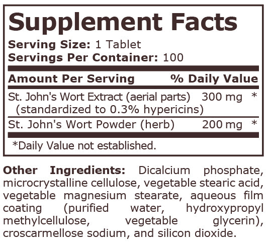 ST. JOHN'S WORTH 500 mg - 100 Tablets - Feel You