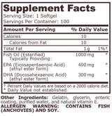 SUPER OMEGA 3 FISH OIL 1000 mg - 400 EPA / 300 DHA - 100 Дражета
