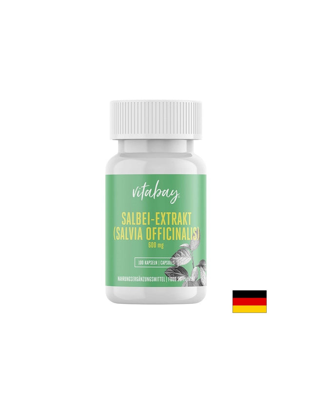 Salbei Extrakt, Sage Leaf - Екстракт от градински чай 600 mg, 100 капсули  Vitabay - Feel You