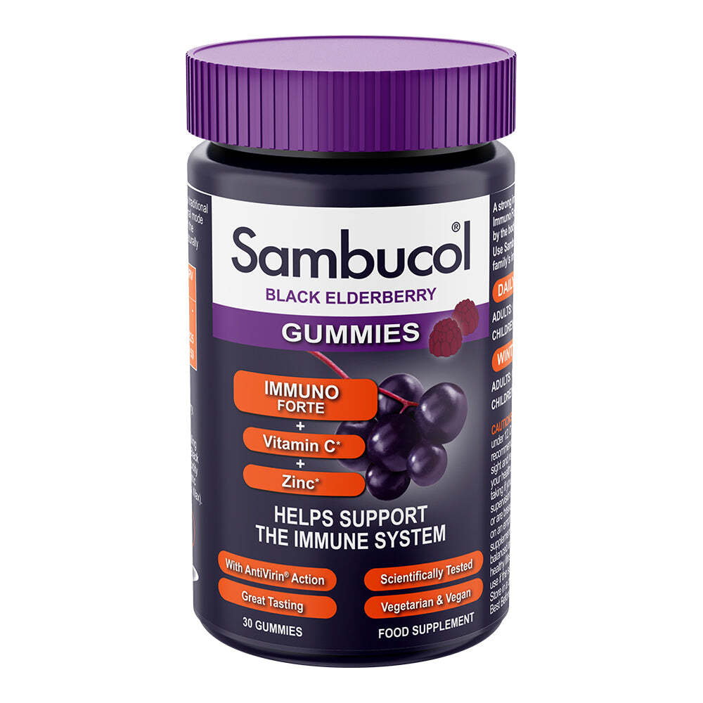 Sambucol, Immuno Forte+, Black Eldeberry, Vitamin C & Zinc, Support The Immune System, Gummies, 30 pcs - Feel You