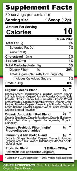 Proven Greens & Reds / High Nutrient Superfood Powder - 360 грама - Feel You