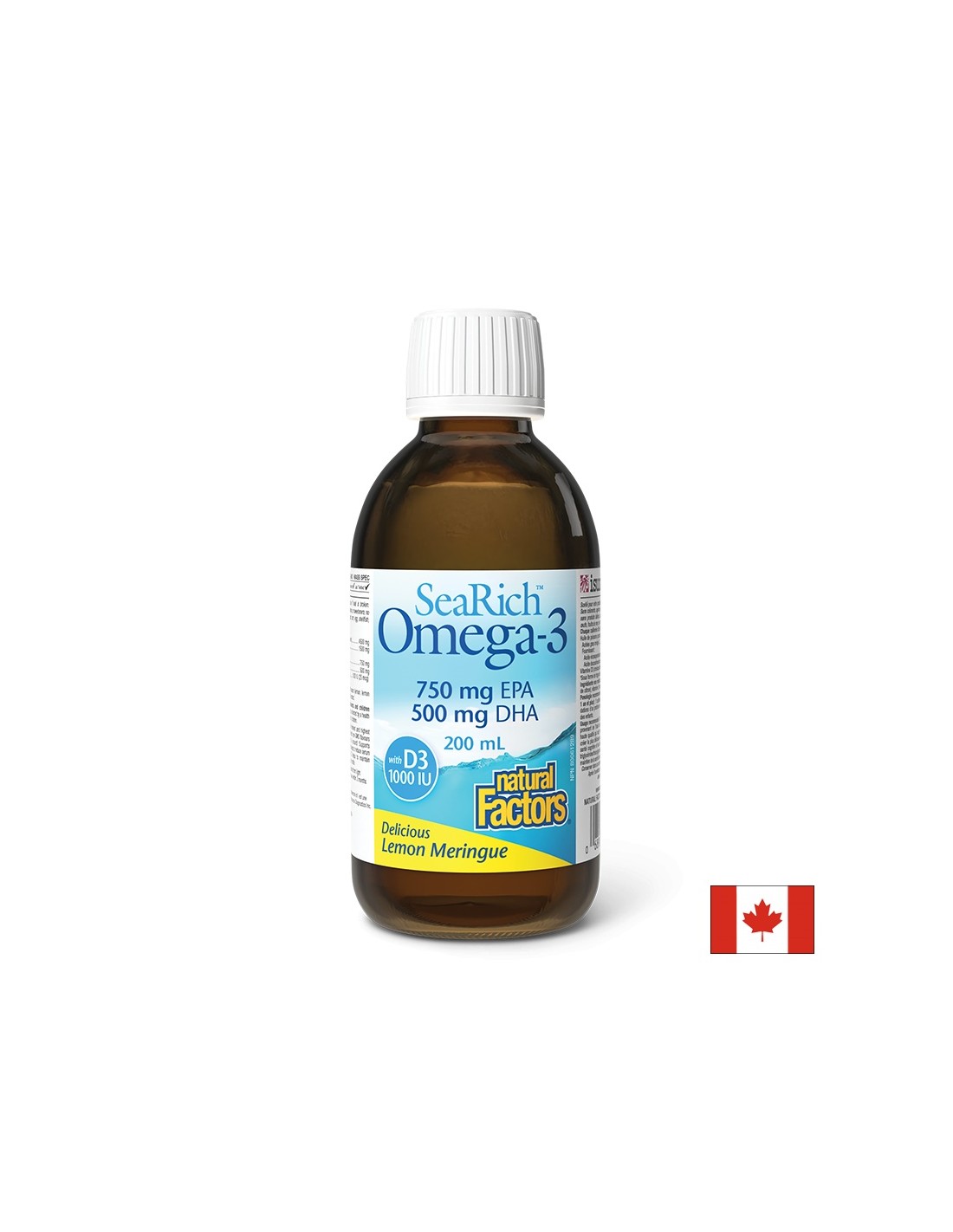 SeaRich Omega-3, 4500 mg (750 mg EPA 500 mg DHA) + витамин D3, 1000 IU, 200 ml Natural Factors - Feel You