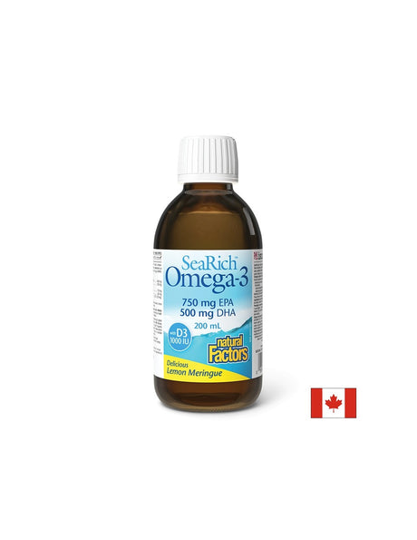 SeaRich Omega-3, 4500 mg (750 mg EPA 500 mg DHA) + витамин D3, 1000 IU, 200 ml Natural Factors - Feel You