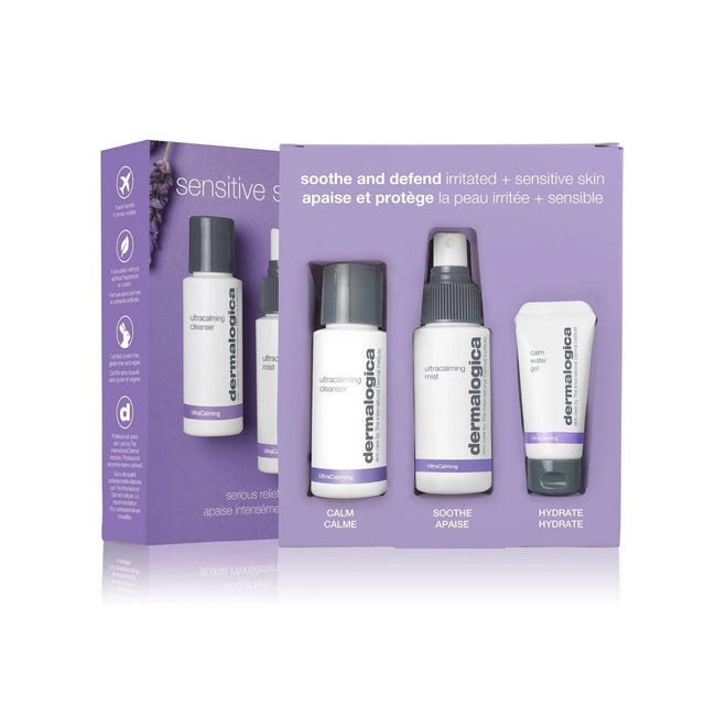 Sensitive Skin Rescue Kit Set Dermalogica: UltraCalming, Cleansing Gel, For Face, 50 ml + UltraCalming, Calming, Mist Lotion, For Face, 50 ml + UltraCalming, Glycerin, Hydrating, Day & Night, Gel, For Face, 15 ml - Feel You