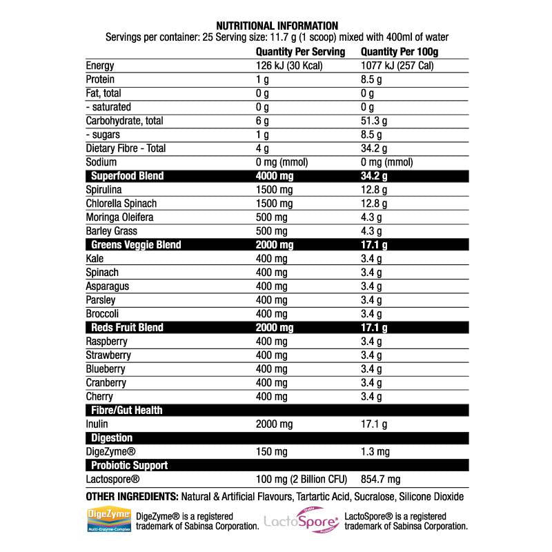Serious Greens | Greens and Reds Formula - 292.5 грама - Feel You