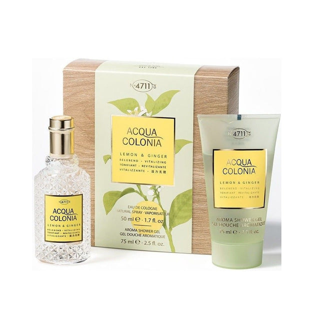 Set 4711: Acqua Colonia Lemon & Ginger, Eau De Cologne, Unisex, 50 ml + Acqua Colonia, Lemon & Ginger, Moisturizing, Shower Gel, Body, All Skin Types, 75 ml - Feel You