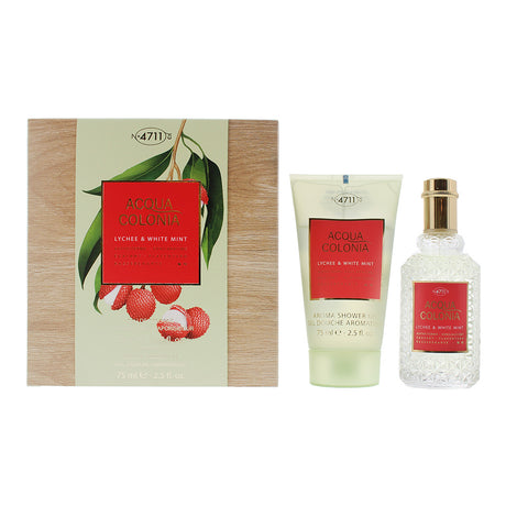 Set 4711: Acqua Colonia Lychee & White Mint, Eau De Cologne, Unisex, 50 ml + Acqua Colonia, Lychee & White Mint, Moisturizing, Shower Gel, Body, All Skin Types, 75 ml - Feel You