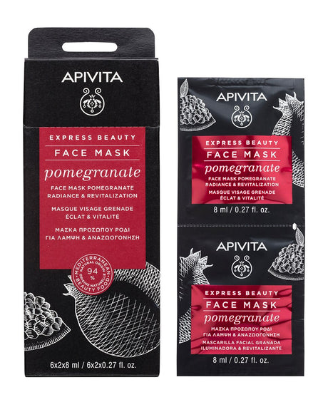 Set, Apivita, Express Pomegranate, Revitalising, Cream Mask, For Face, 2 pcs, 8 ml - Feel You
