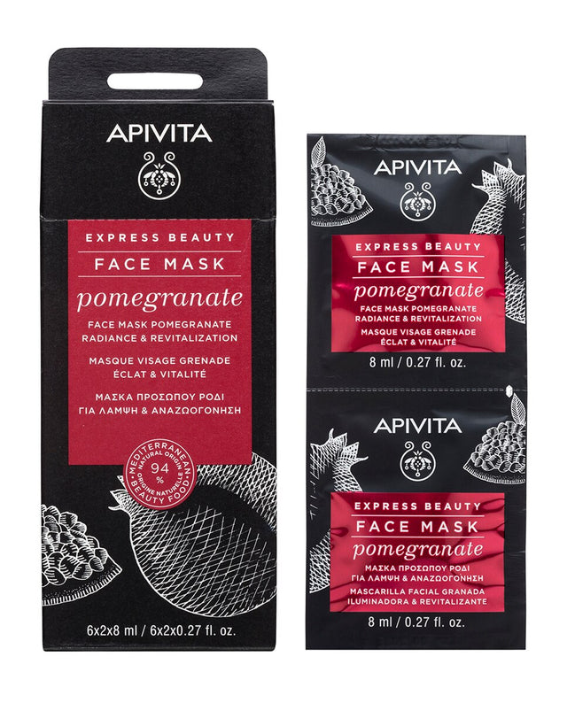 Set, Apivita, Express Pomegranate, Revitalising, Cream Mask, For Face, 2 pcs, 8 ml - Feel You