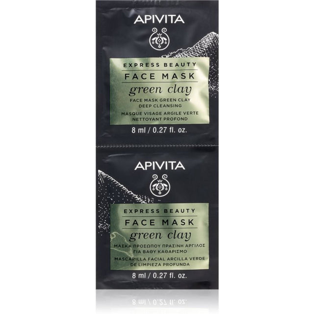 Set, Apivita, Green Clay, Cleansing & Purifying, Clay Mask, 2 pcs, 8 ml - Feel You