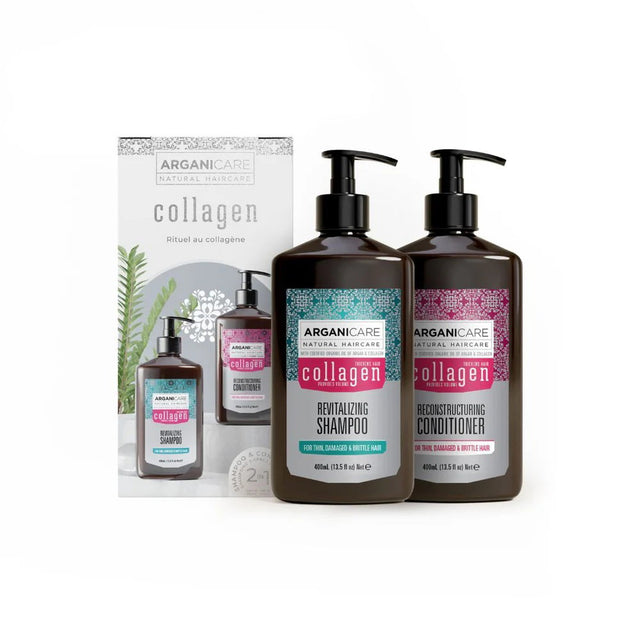 Set Arganicare: Collagen, Hair Shampoo, Revitalizing, 400 ml + Collagen, Hair Conditioner, Strengthening & Repairing, 400 ml - Feel You
