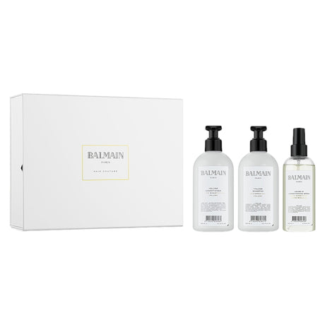 Set Balmain: Volume, Hair Shampoo, Hydrating, 300 ml + Volume, Hair Conditioner, Moisturizing, 300 ml + Volume, Hair Spray Treatment, Conditioning, 200 ml + Balmain, Scalp Brush - Feel You