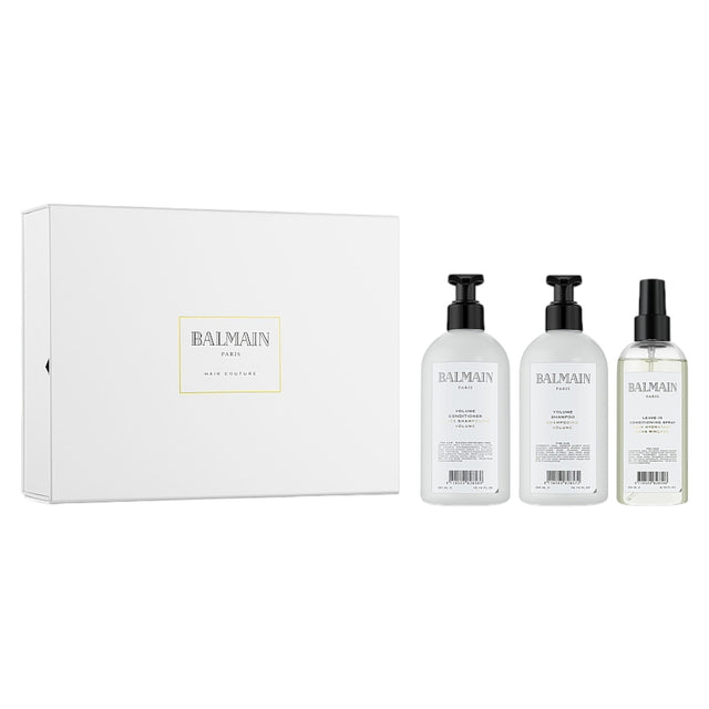 Set Balmain: Volume, Hair Shampoo, Hydrating, 300 ml + Volume, Hair Conditioner, Moisturizing, 300 ml + Volume, Hair Spray Treatment, Conditioning, 200 ml + Balmain, Scalp Brush - Feel You